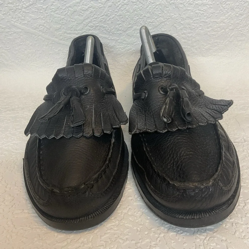 Vintage LEVI'S Men's Black Leather Tassel Loafers Slip On Driving Mocc 10.5 M‎